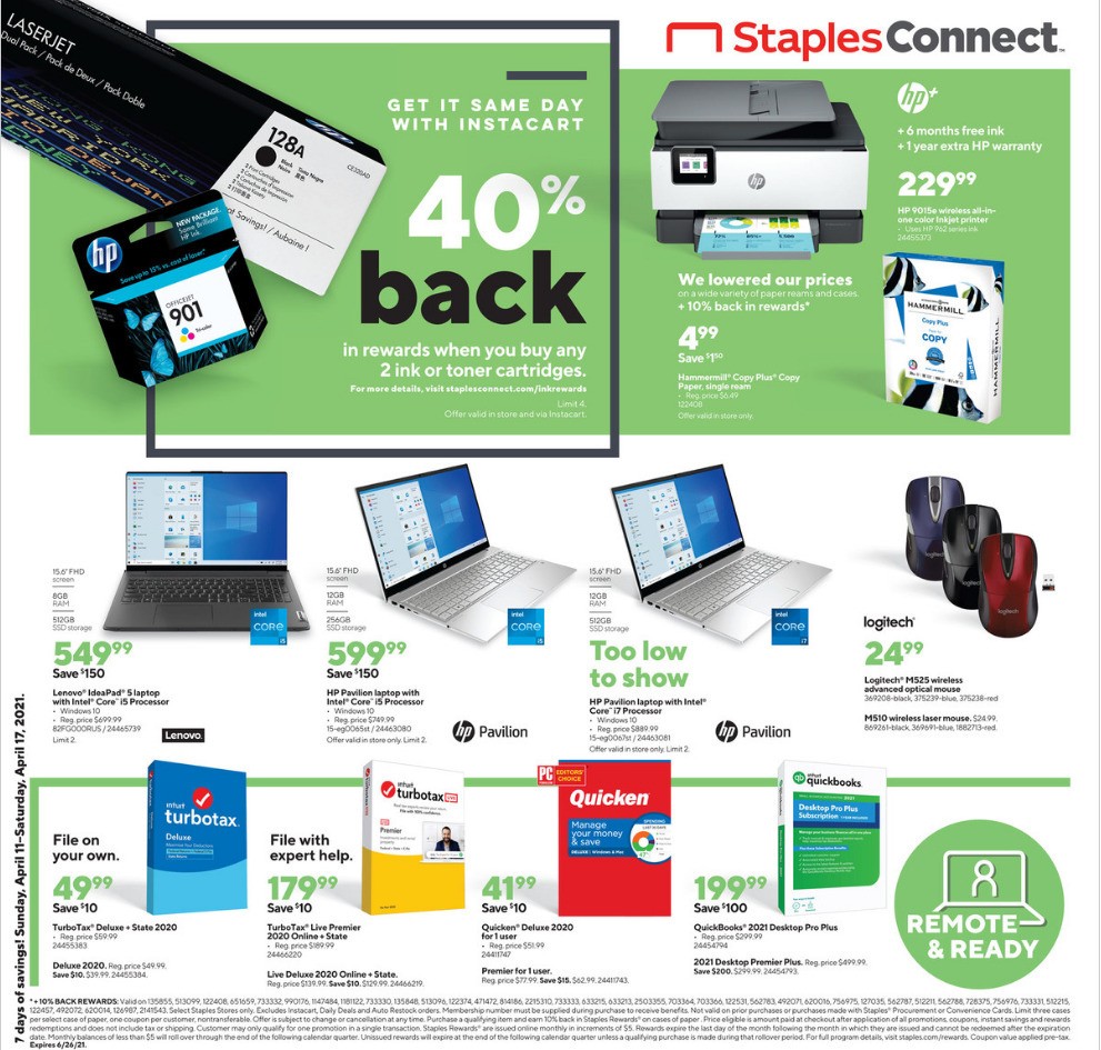 Staples Weekly Ad from April 11