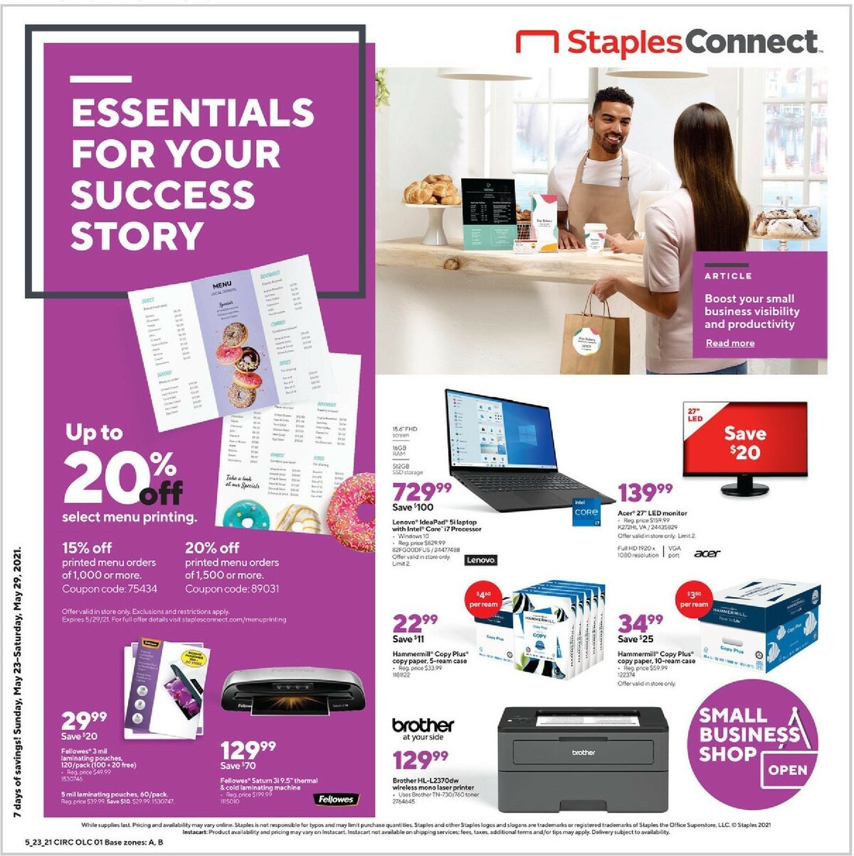 Staples Weekly Ad from May 23