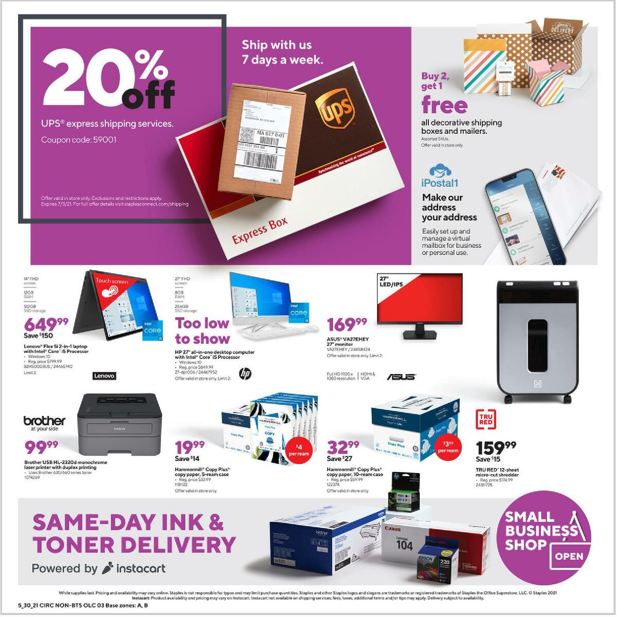 Staples Weekly Ad from May 30