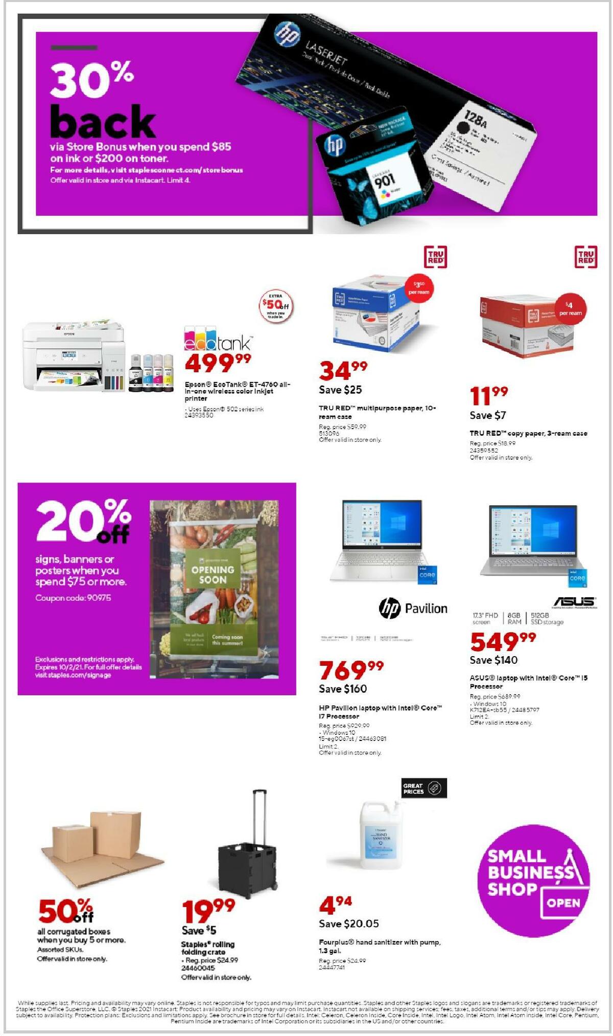 Staples Weekly Ad from August 15