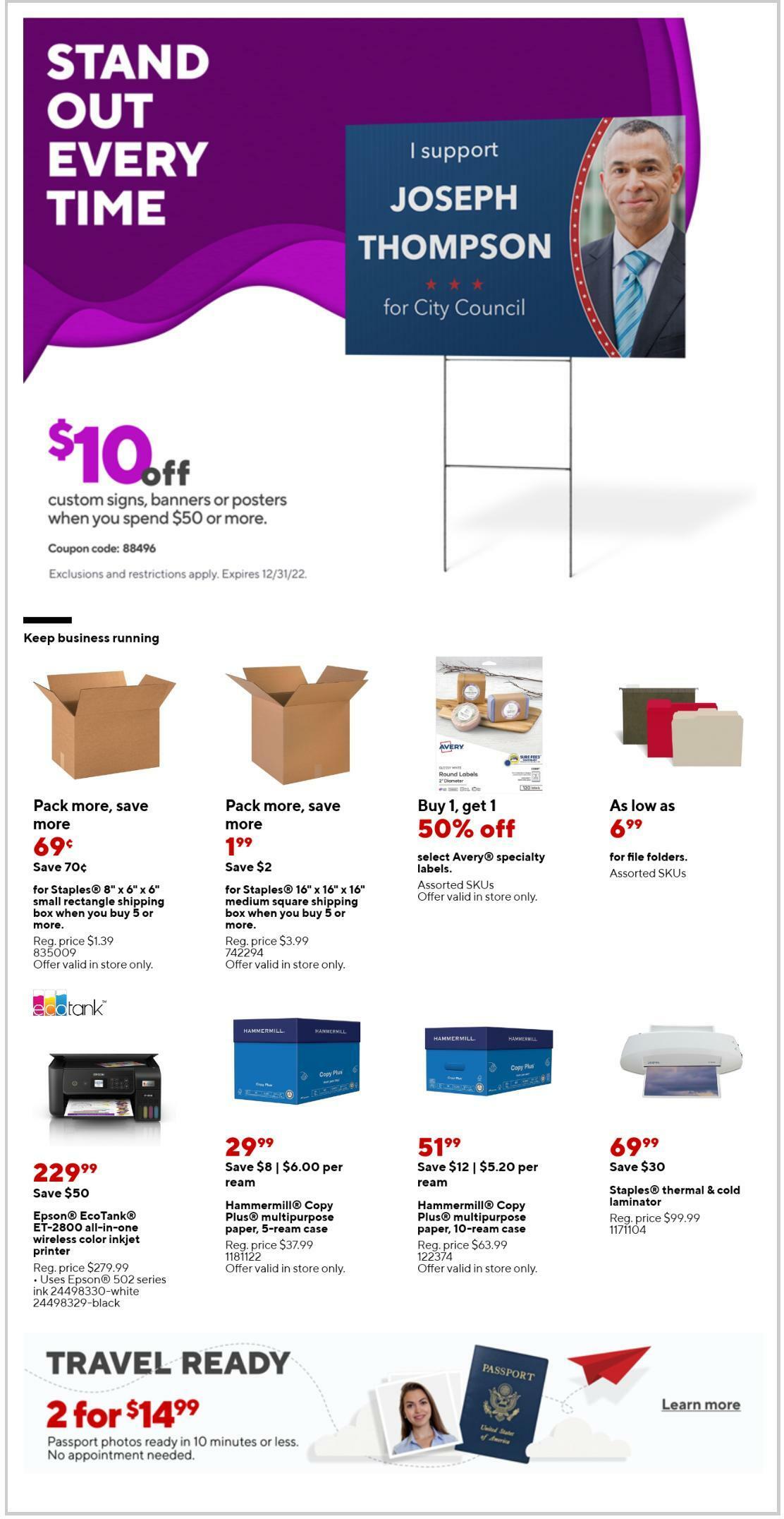 Staples Weekly Ad from October 9