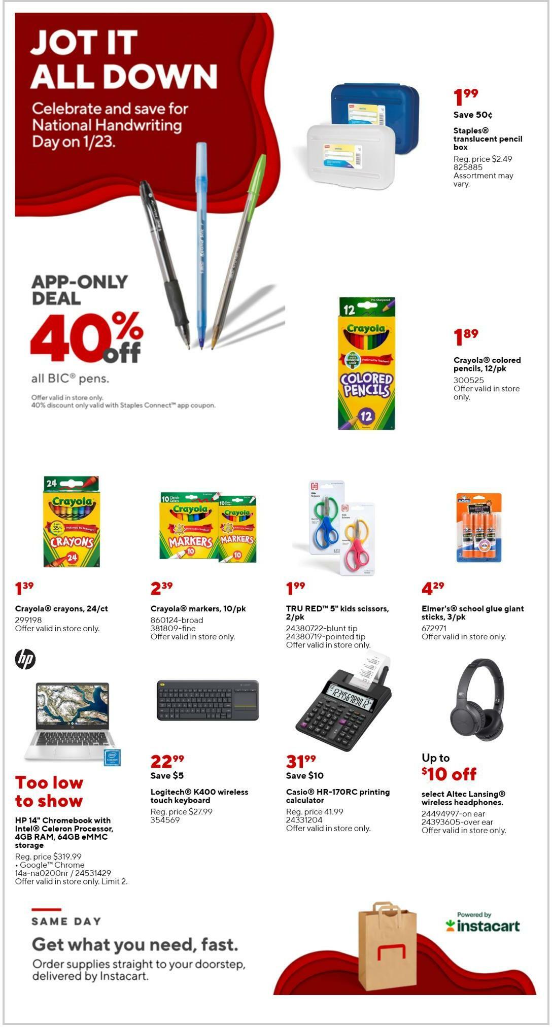 Staples Weekly Ad from January 22