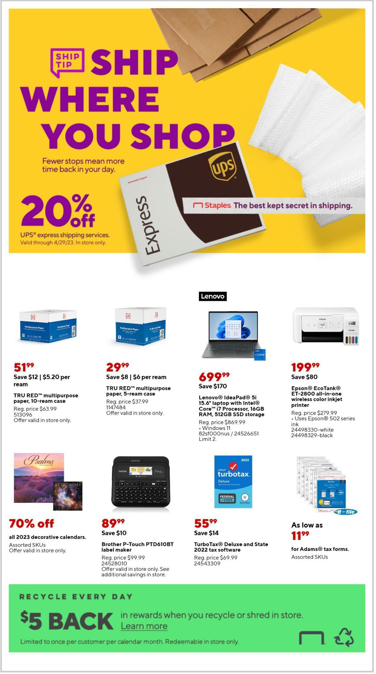 Staples Weekly Ad from March 19