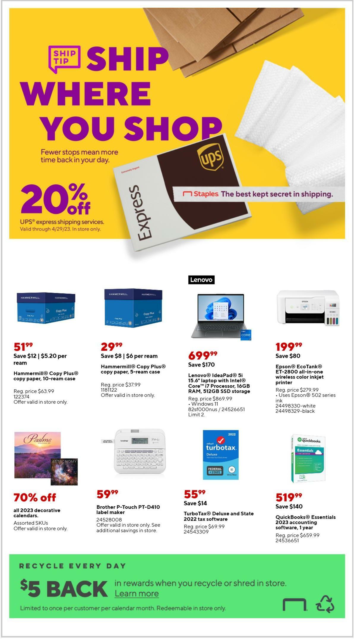 Staples Weekly Ad from March 26