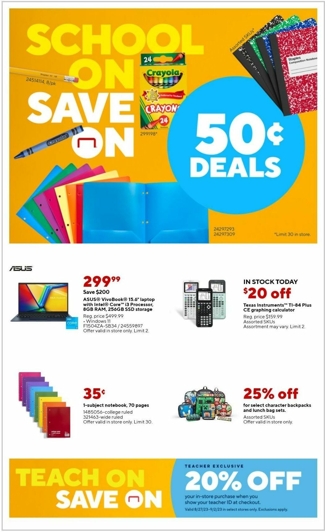 Staples Weekly Ad from August 27