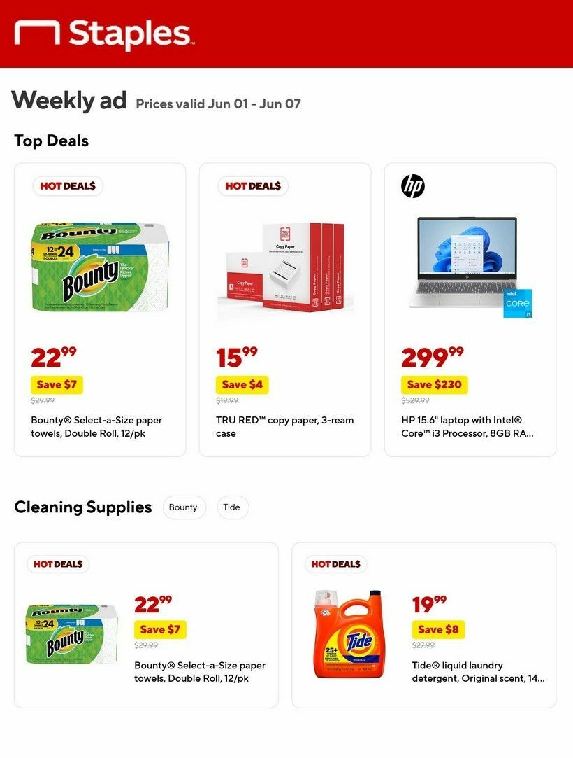 Staples Weekly Ad from June 1