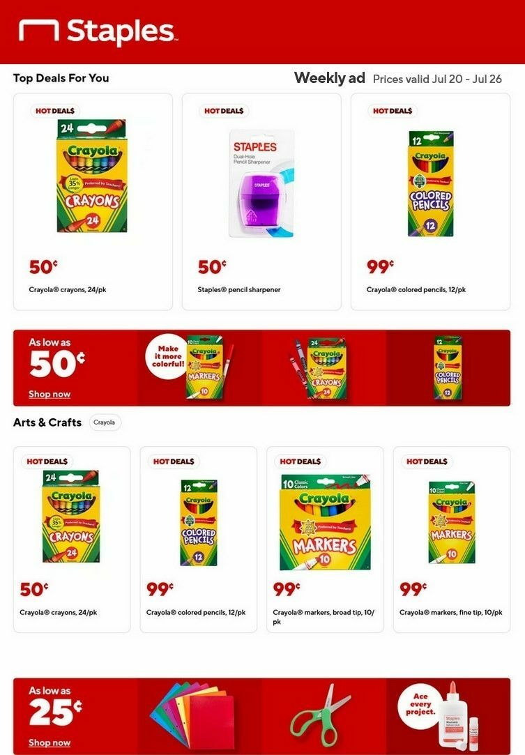Staples Weekly Ad from July 20