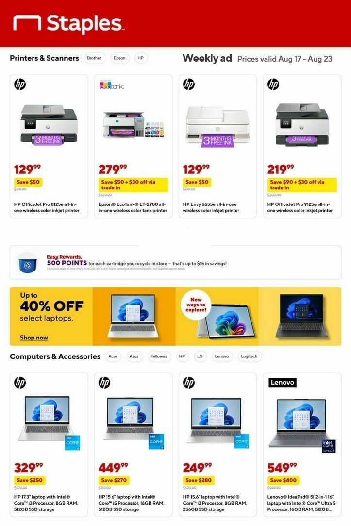 Staples Weekly Ad from August 17