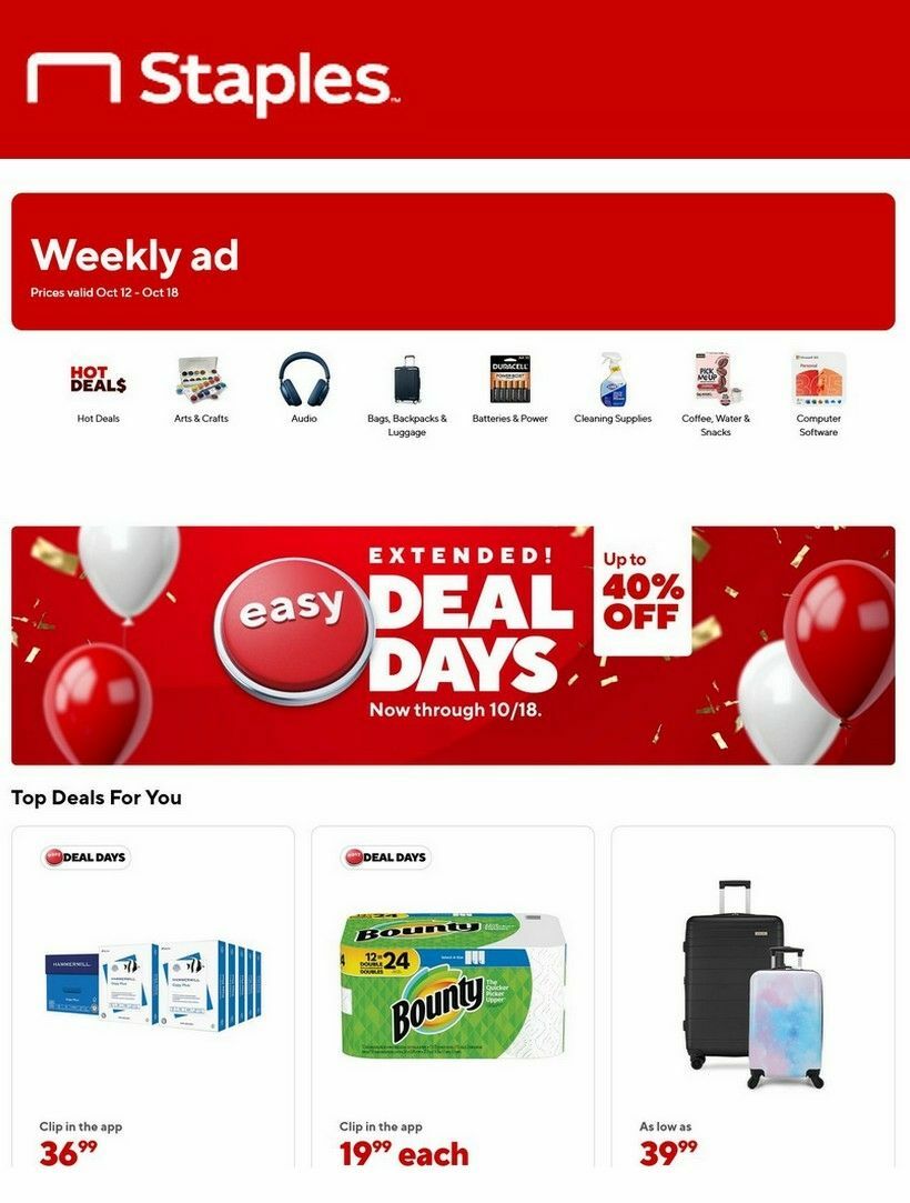 Staples Weekly Ad from October 12