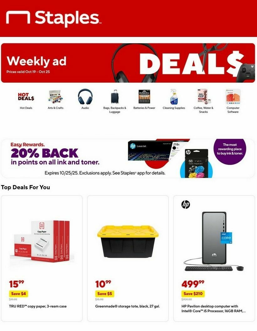 Staples Weekly Ad from October 19
