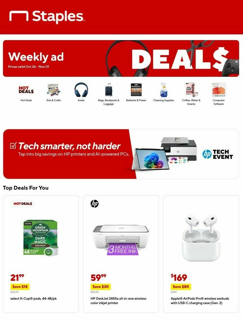Staples Weekly Ad from October 26
