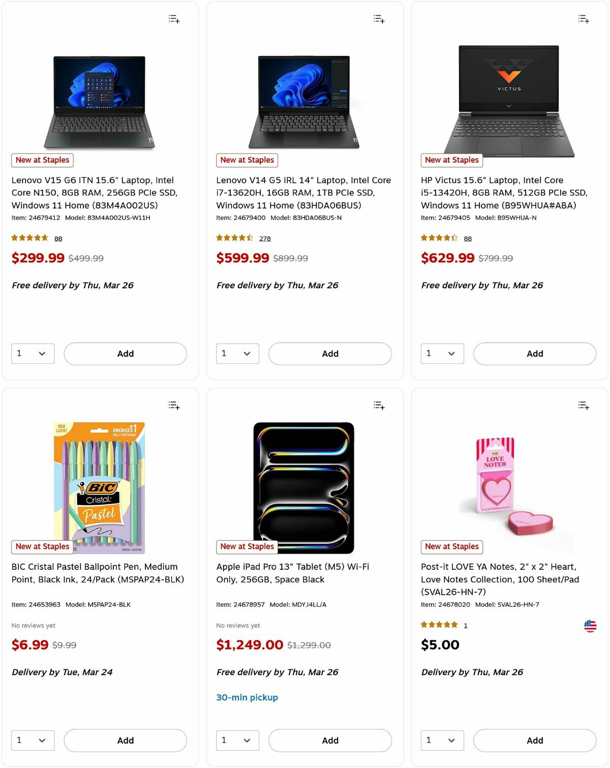 Staples Weekly Ad from March 22