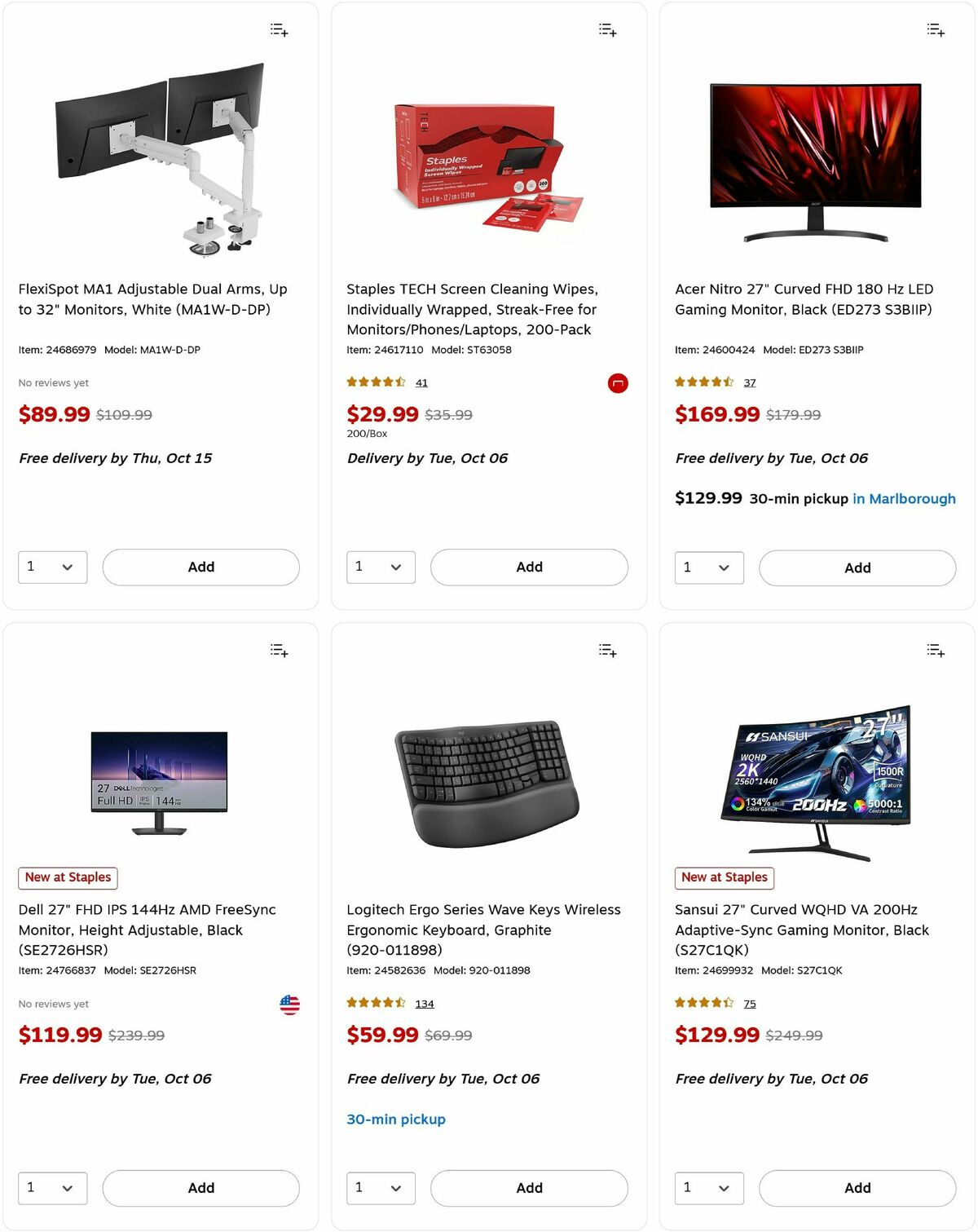 Staples Weekly Ad from October 5