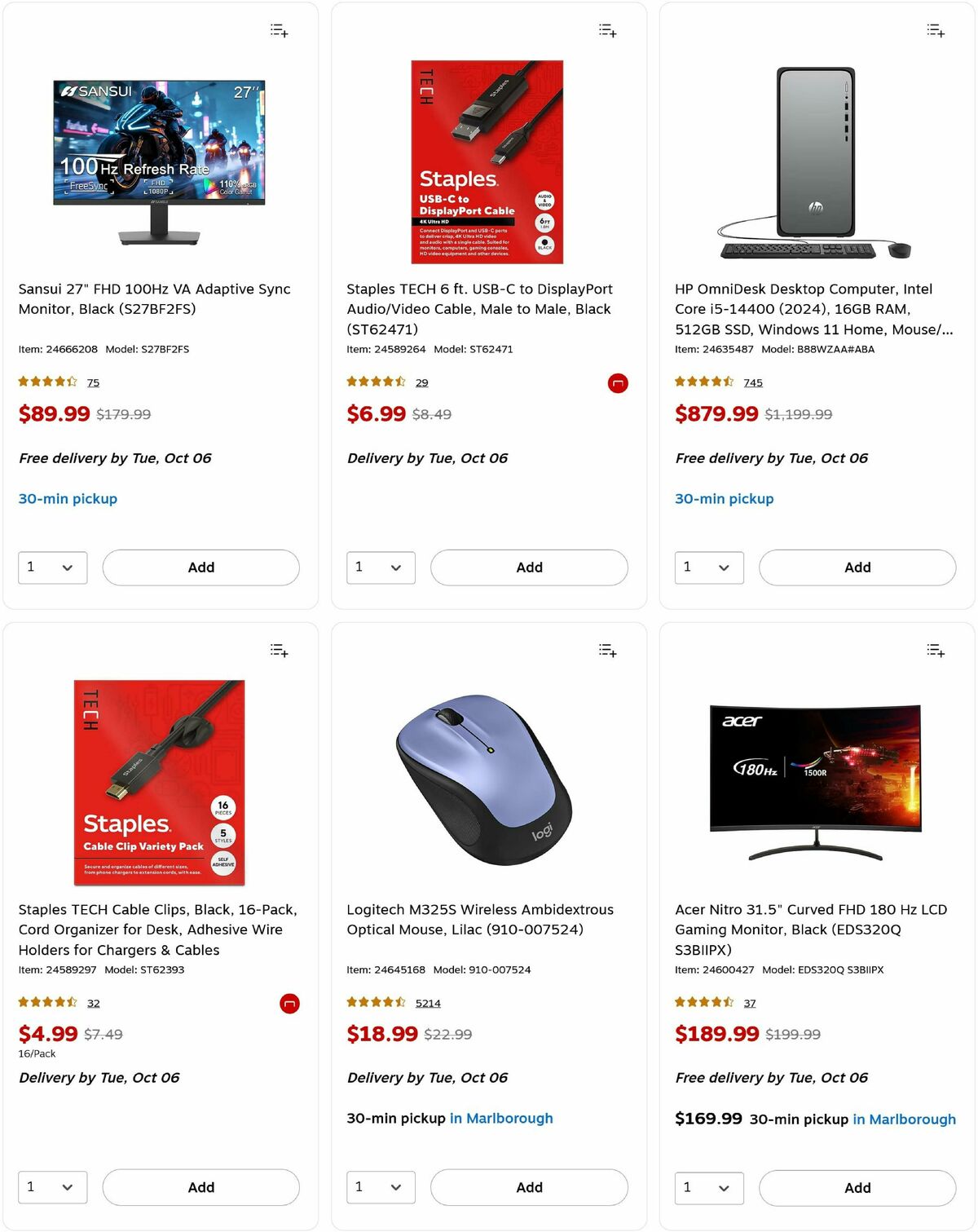 Staples Weekly Ad from October 5