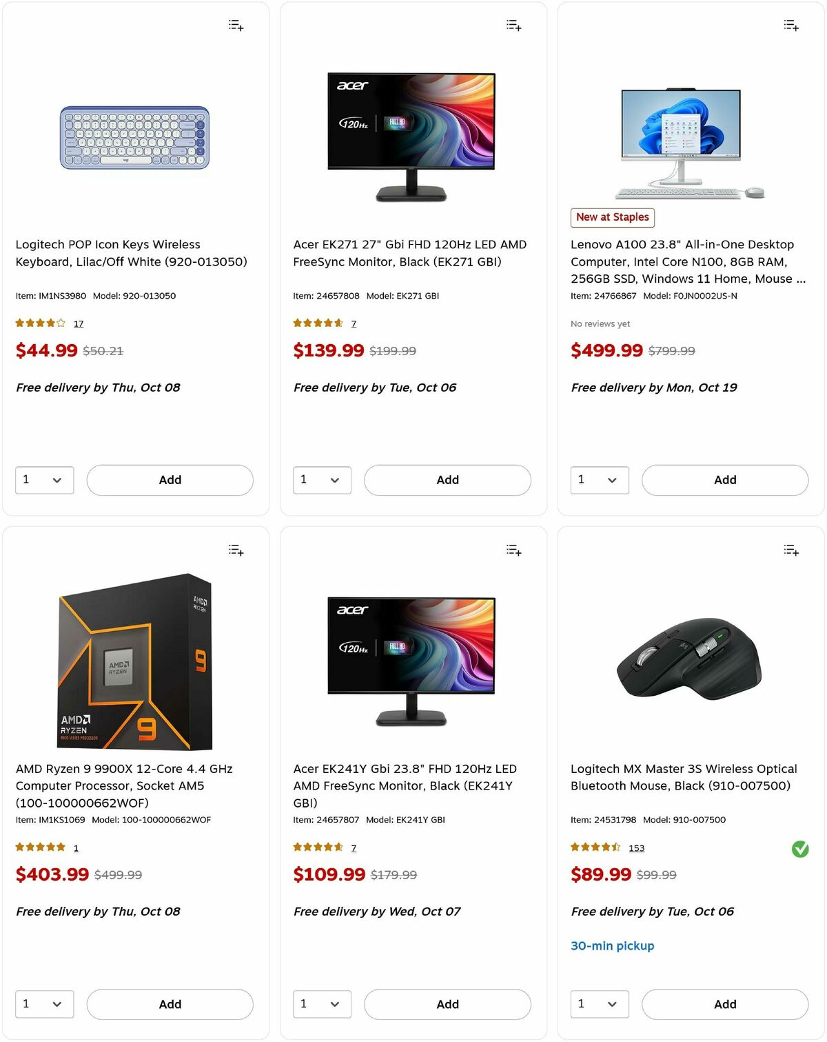 Staples Weekly Ad from October 5