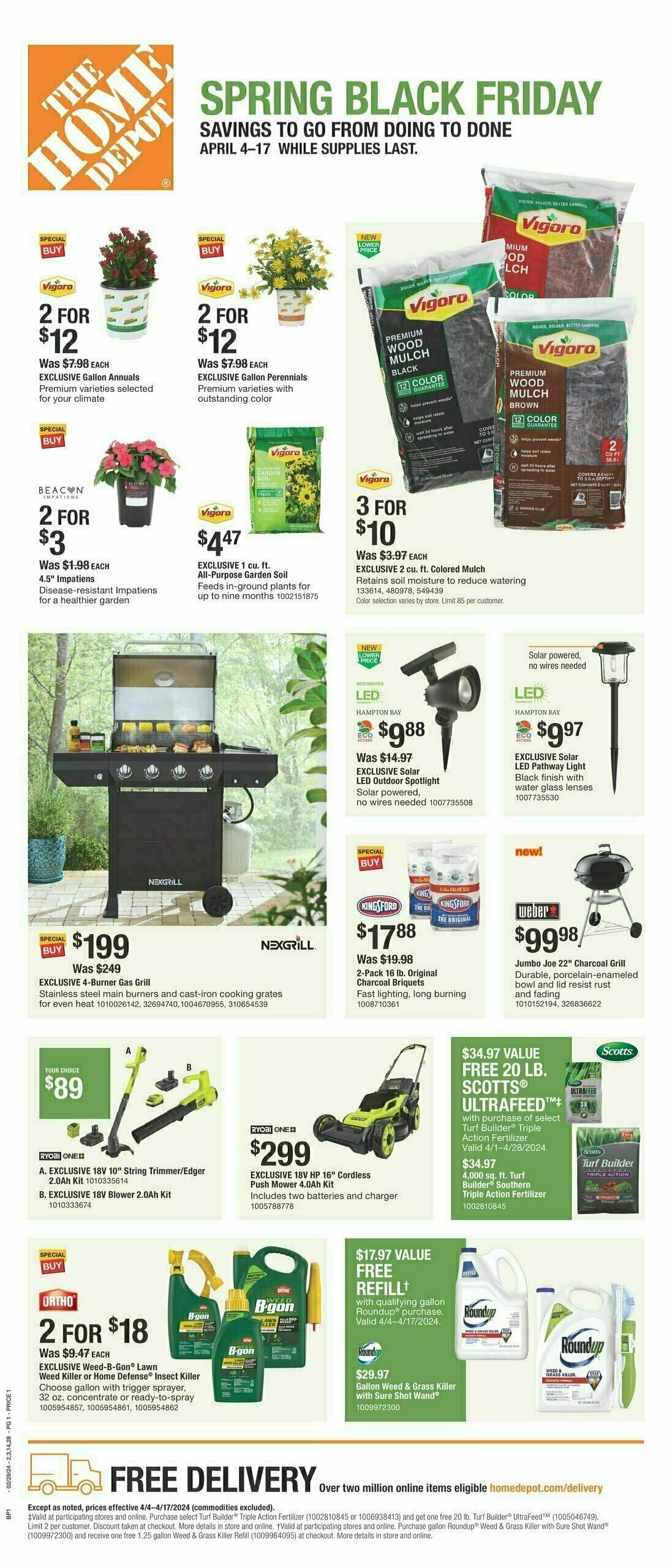 The Home Depot Early Spring Black Friday Weekly Ad from April 4