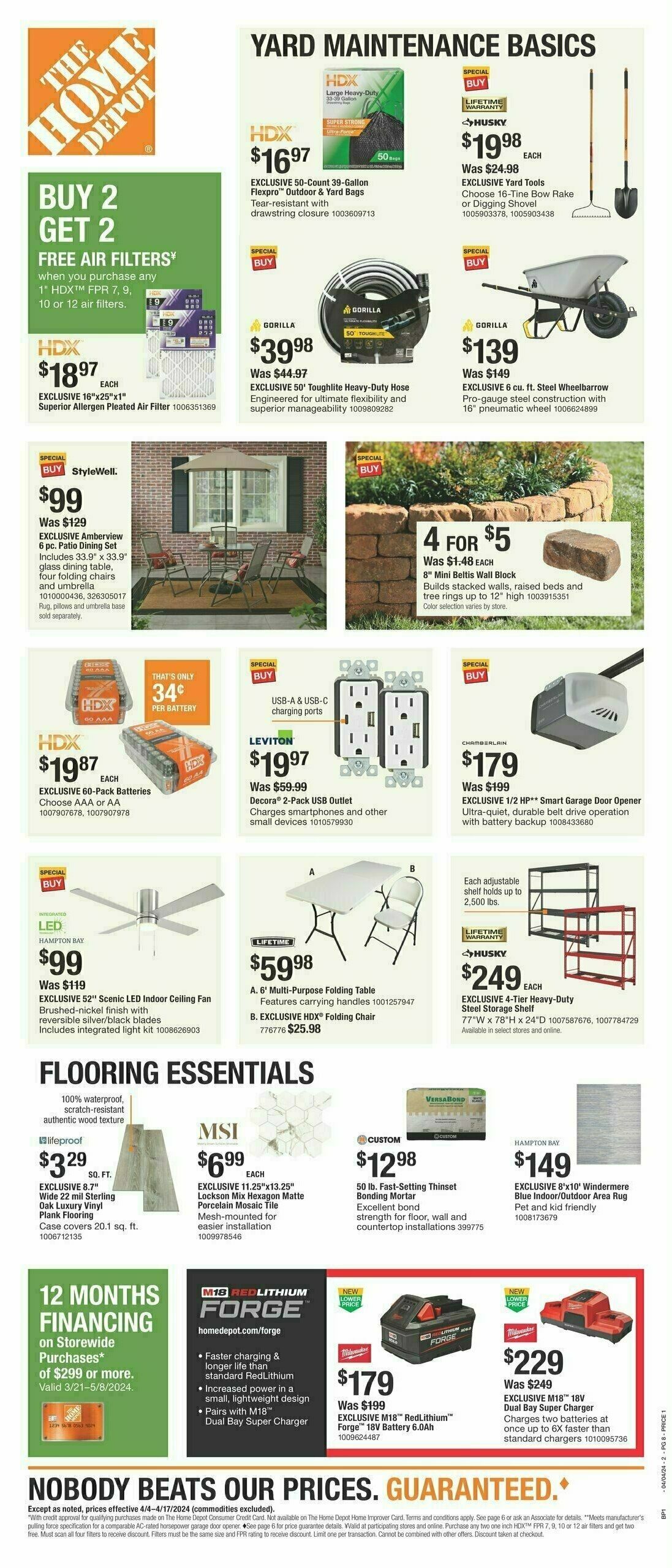 The Home Depot Early Spring Black Friday Weekly Ad from April 4