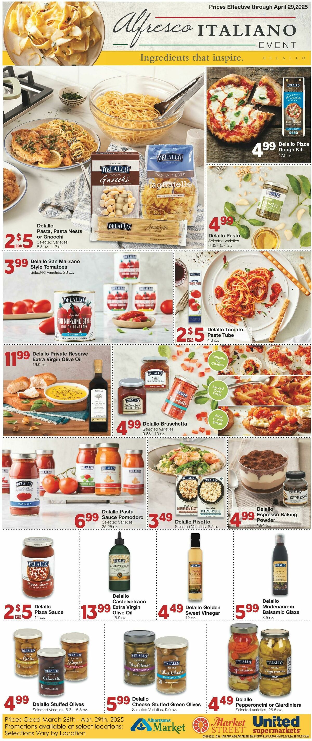 United Supermarkets Alfresco Italiano Event Weekly Ad from March 26