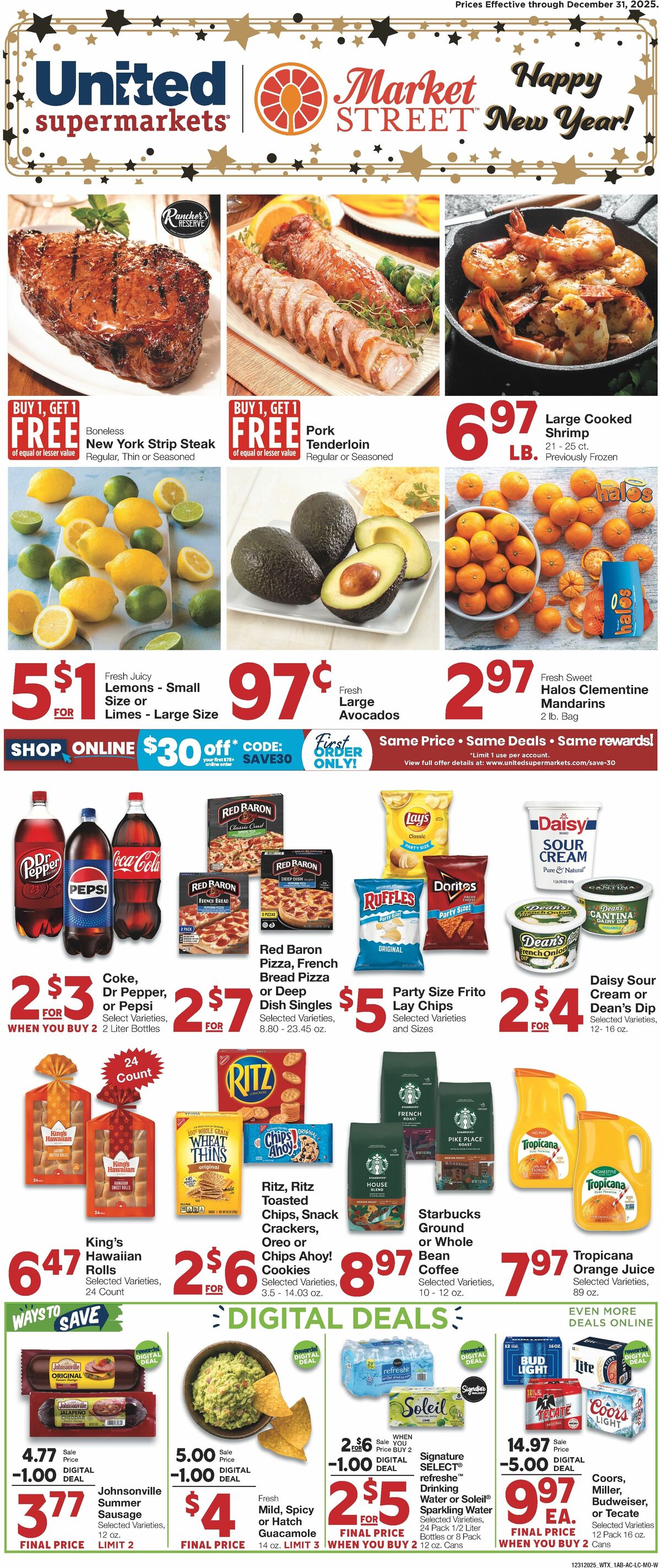 United Supermarkets Happy New Year! Weekly Ad from December 31