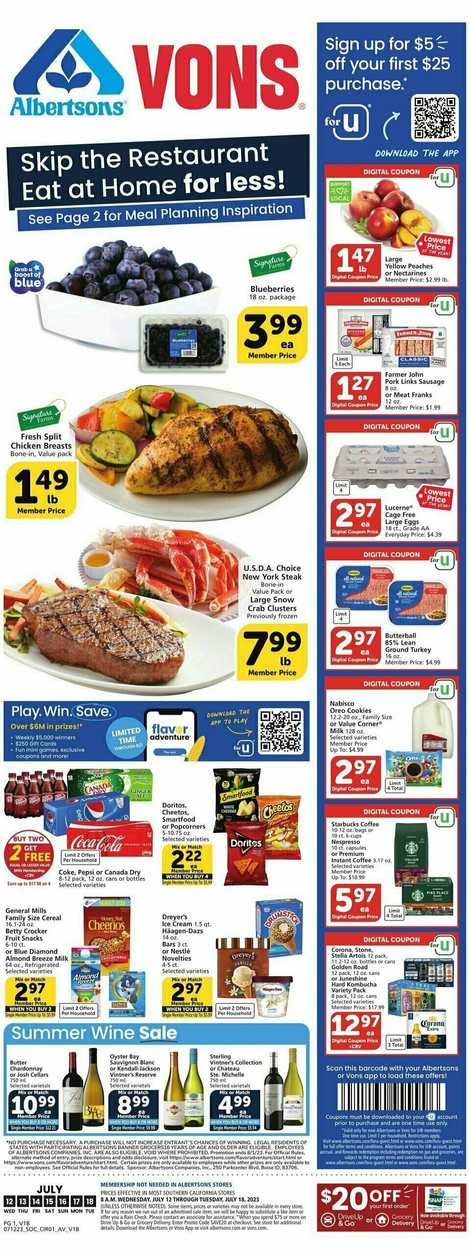 Vons Weekly Ad from July 12