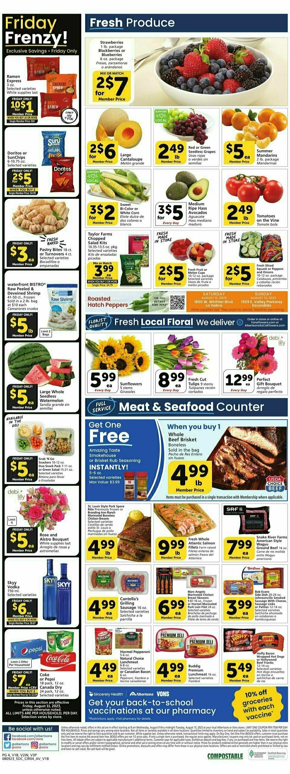 Vons Weekly Ad from August 9