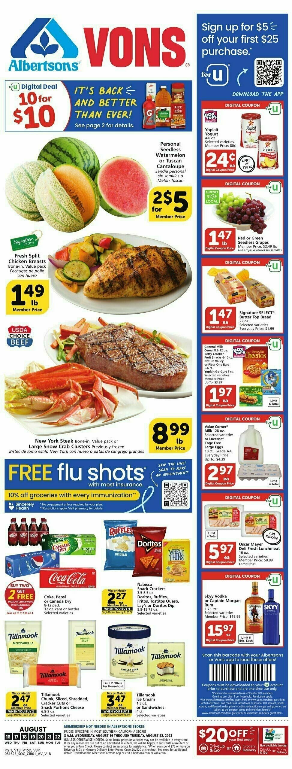 Vons Weekly Ad from August 16