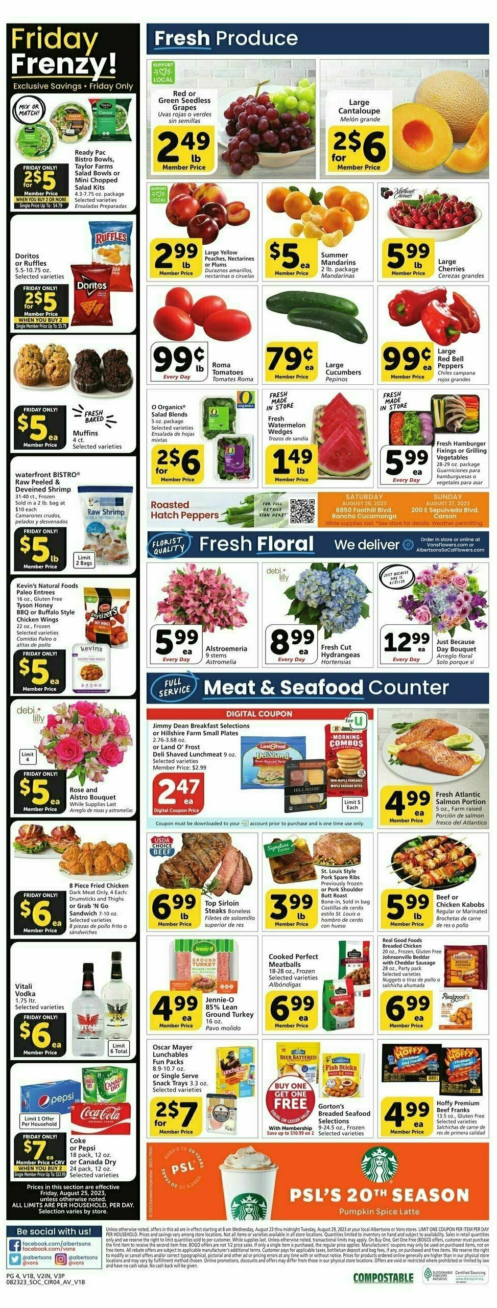 Vons Weekly Ad from August 23