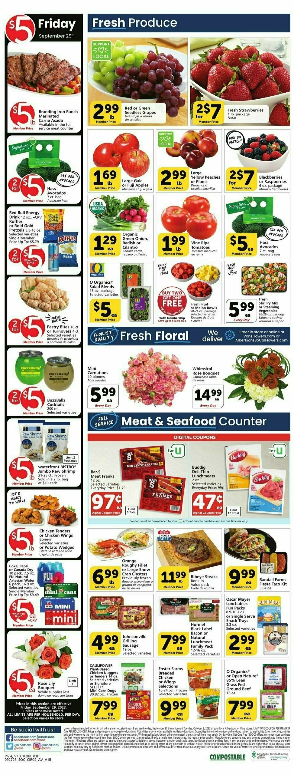 Vons Weekly Ad from September 27