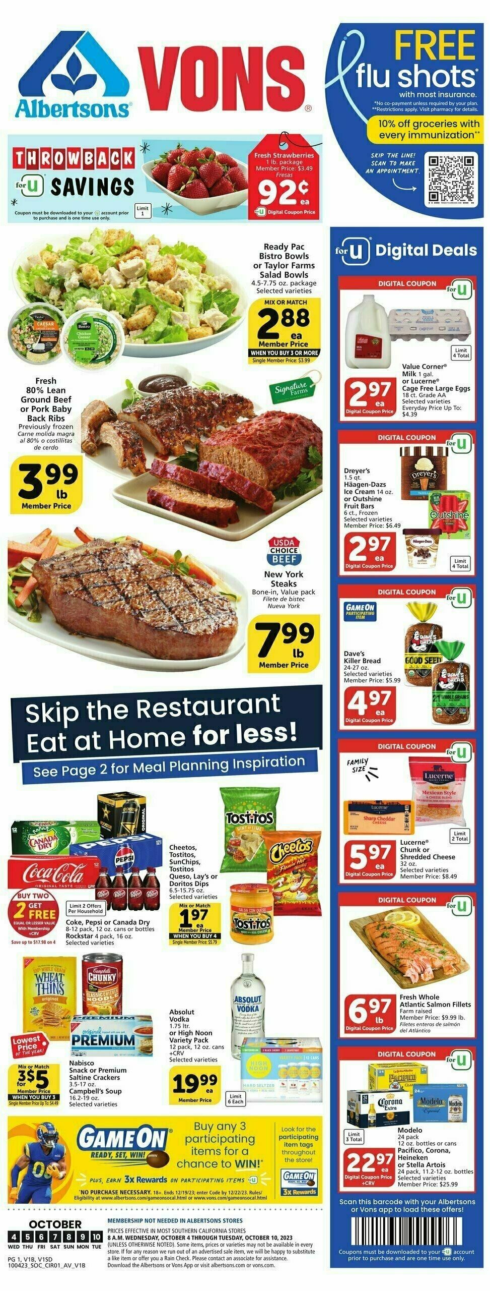 Vons Weekly Ad from October 4