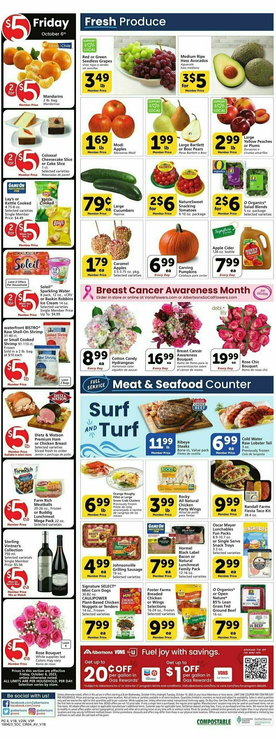 Vons Weekly Ad from October 4