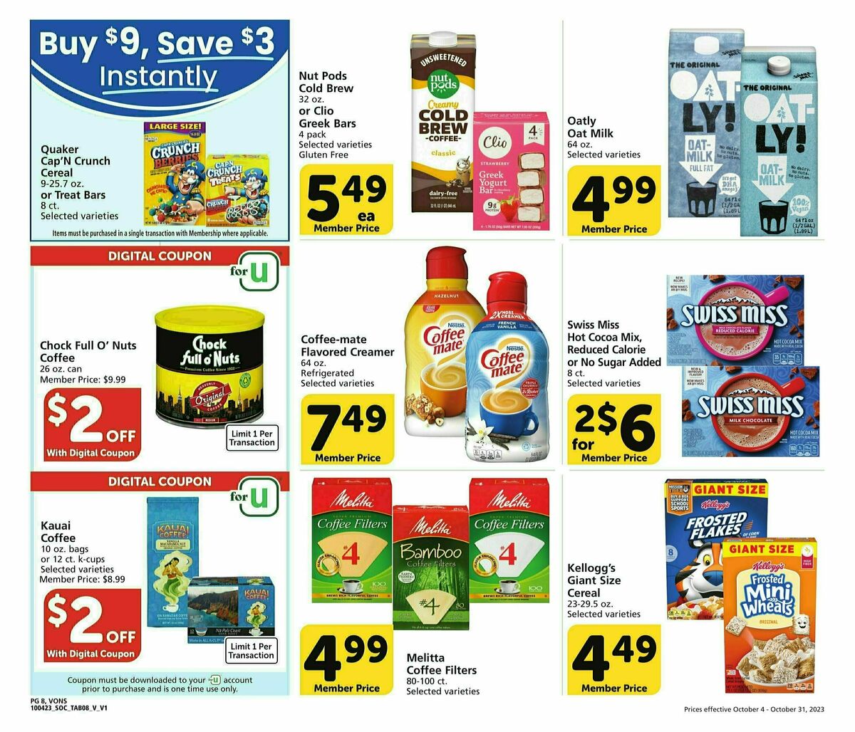 Vons Big Book of Savings Weekly Ad from October 4