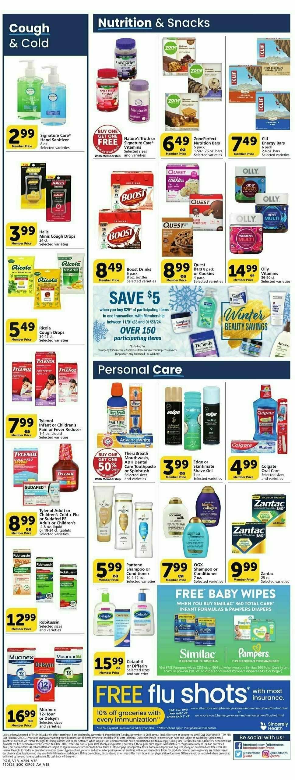 Vons Weekly Ad from November 8