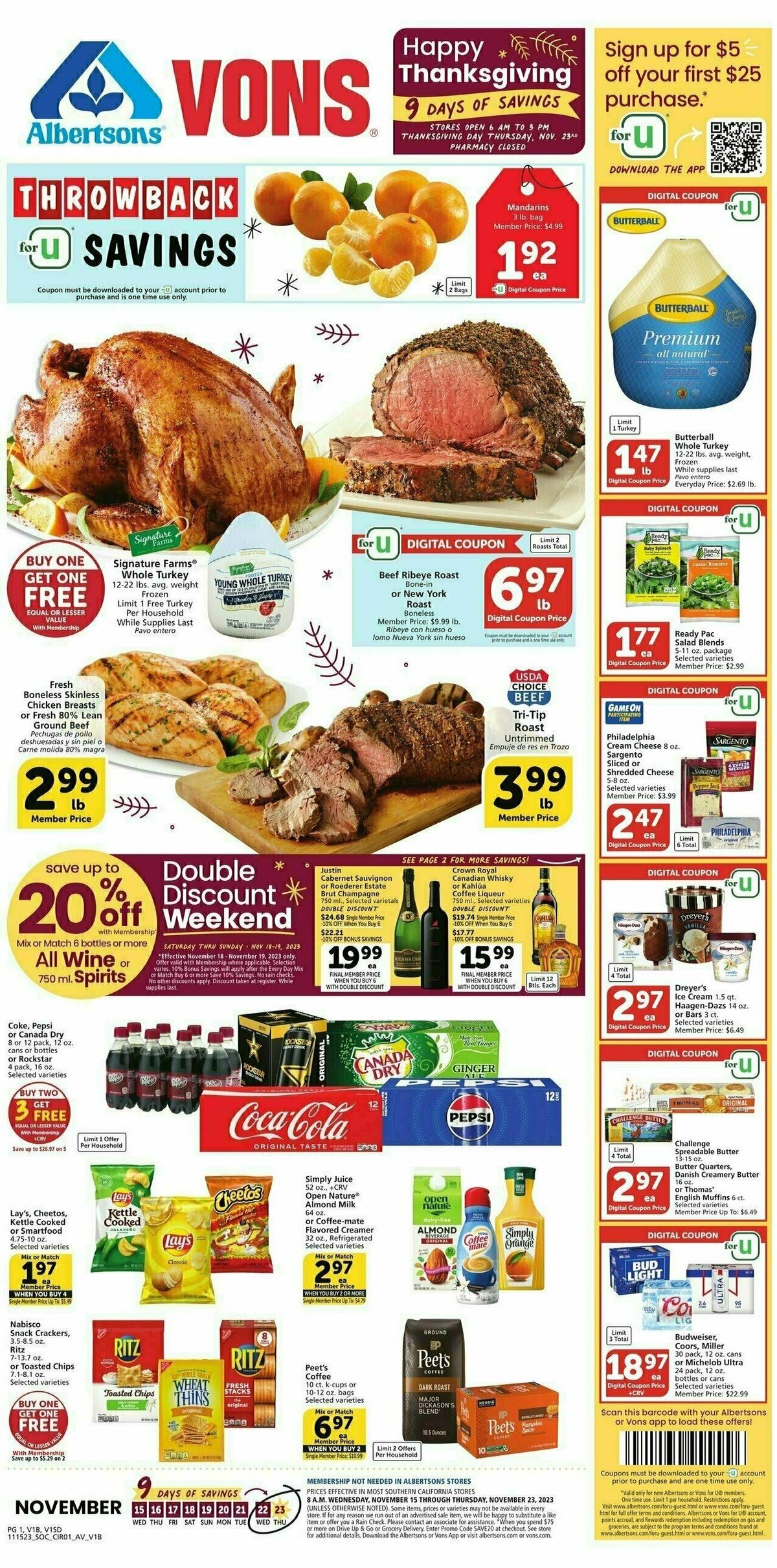 Vons Weekly Ad from November 15
