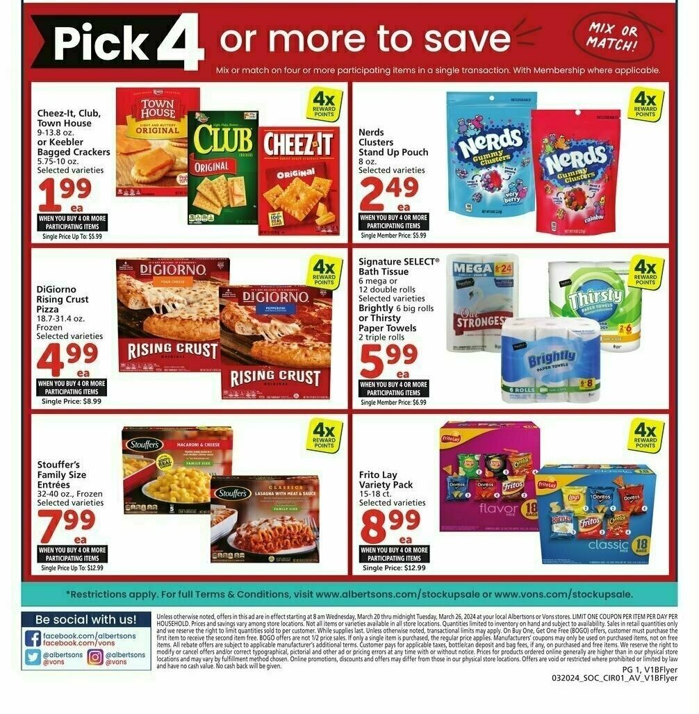 Vons Stock Up Sale Weekly Ad from March 20