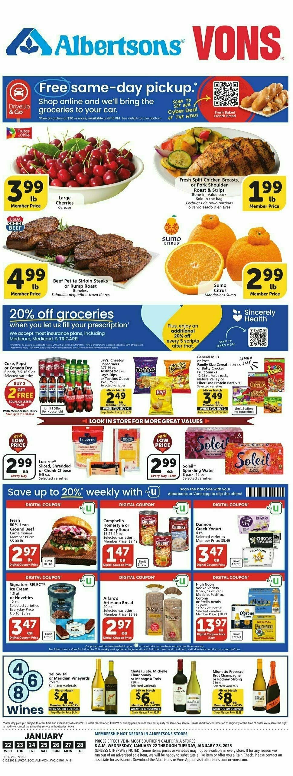 Vons Weekly Ad from January 22