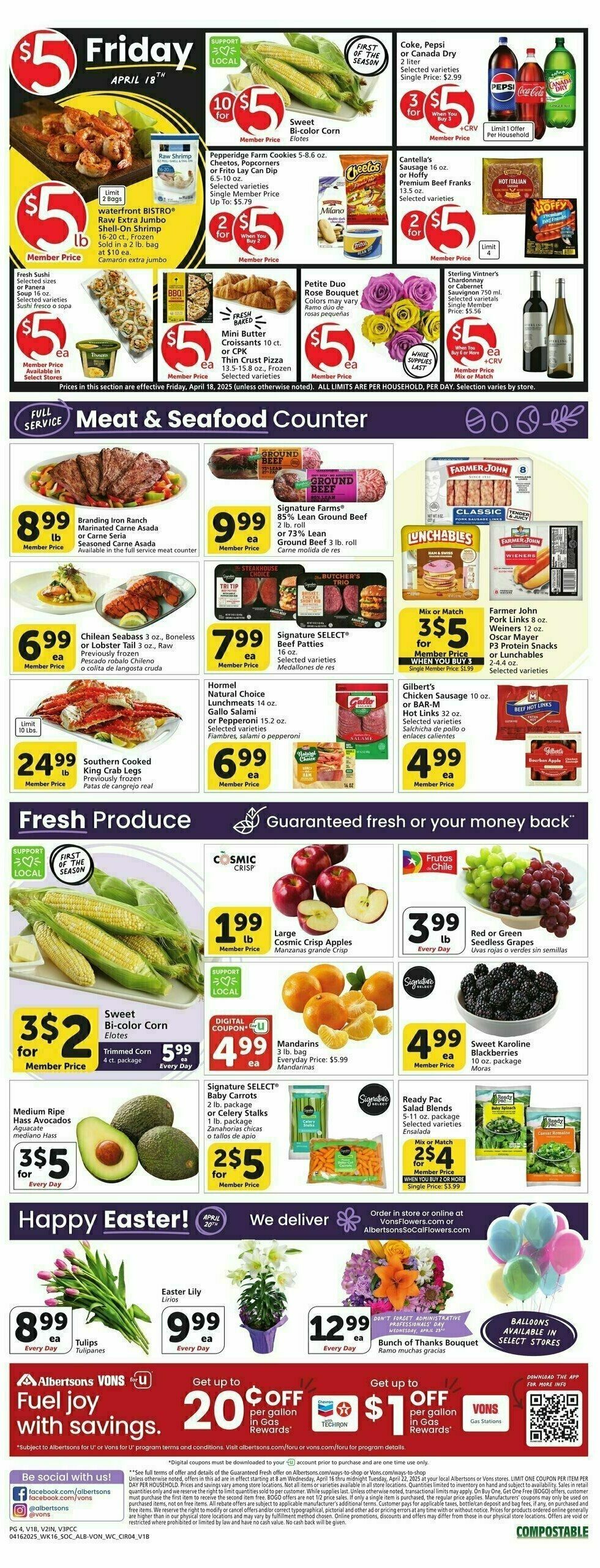 Vons Weekly Ad from April 16