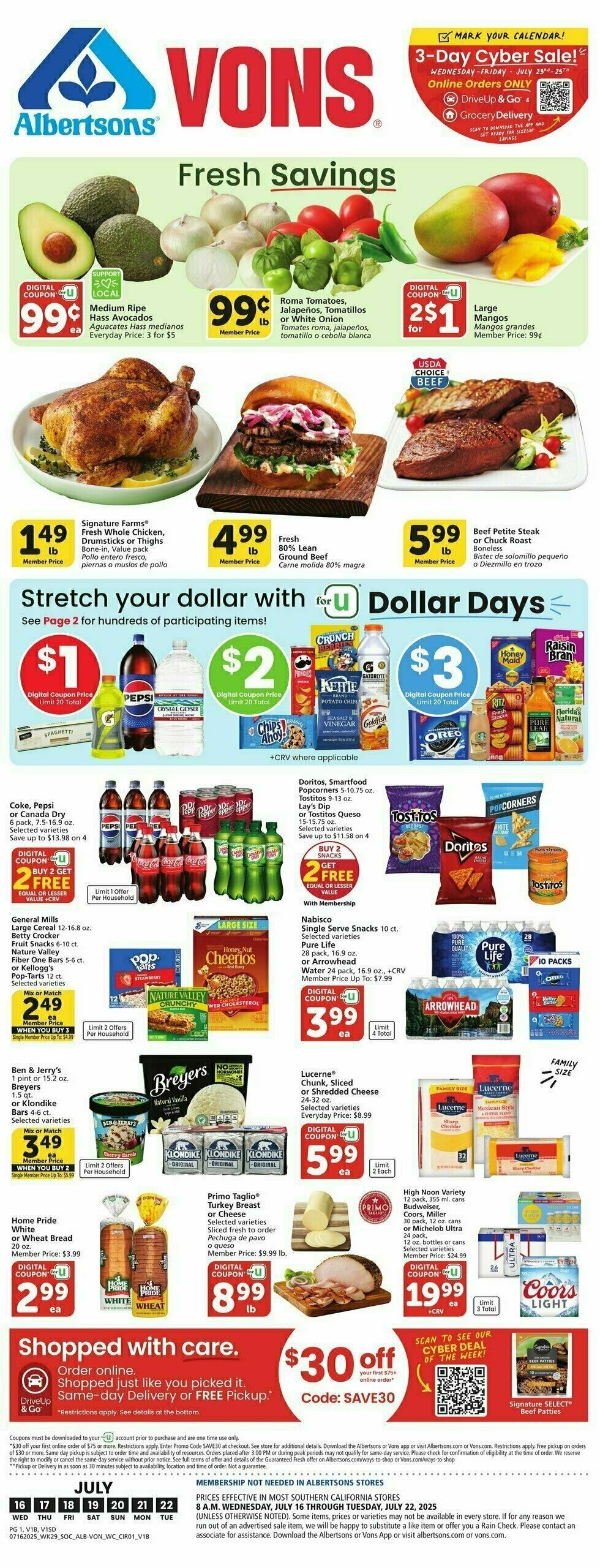 Vons Weekly Ad from July 16