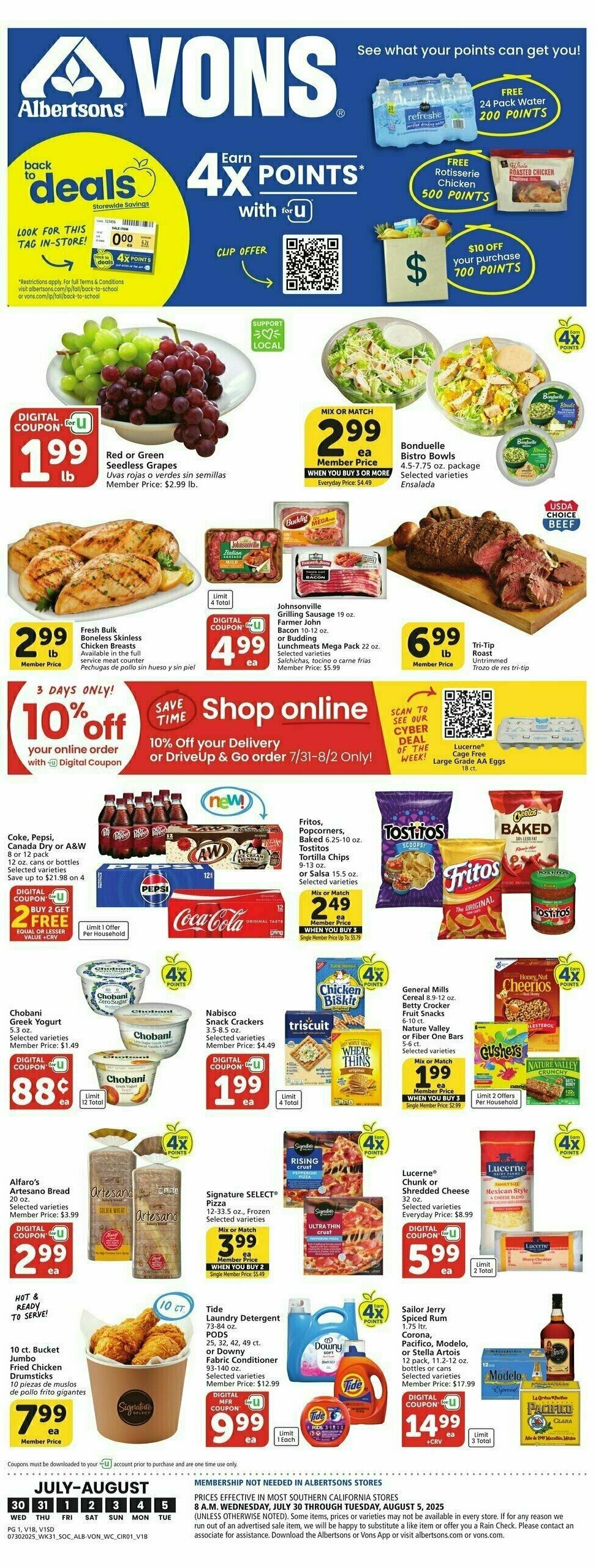 Vons Weekly Ad from July 30