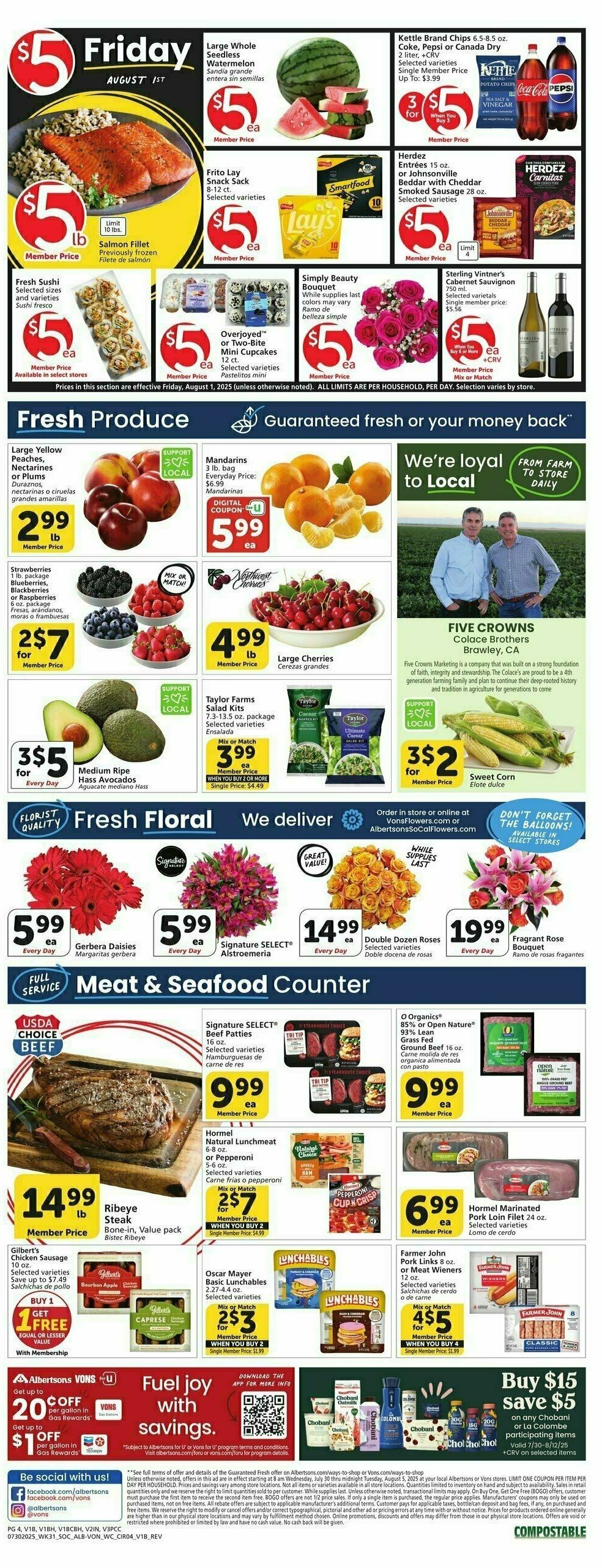 Vons Weekly Ad from July 30