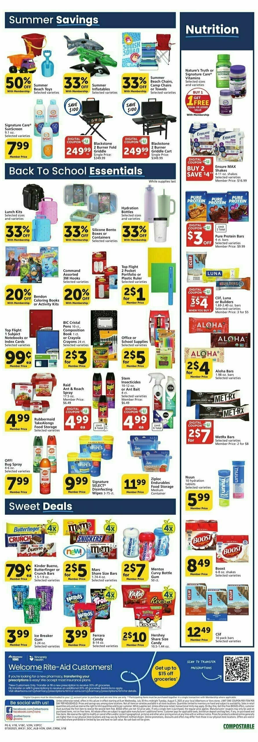 Vons Weekly Ad from July 30