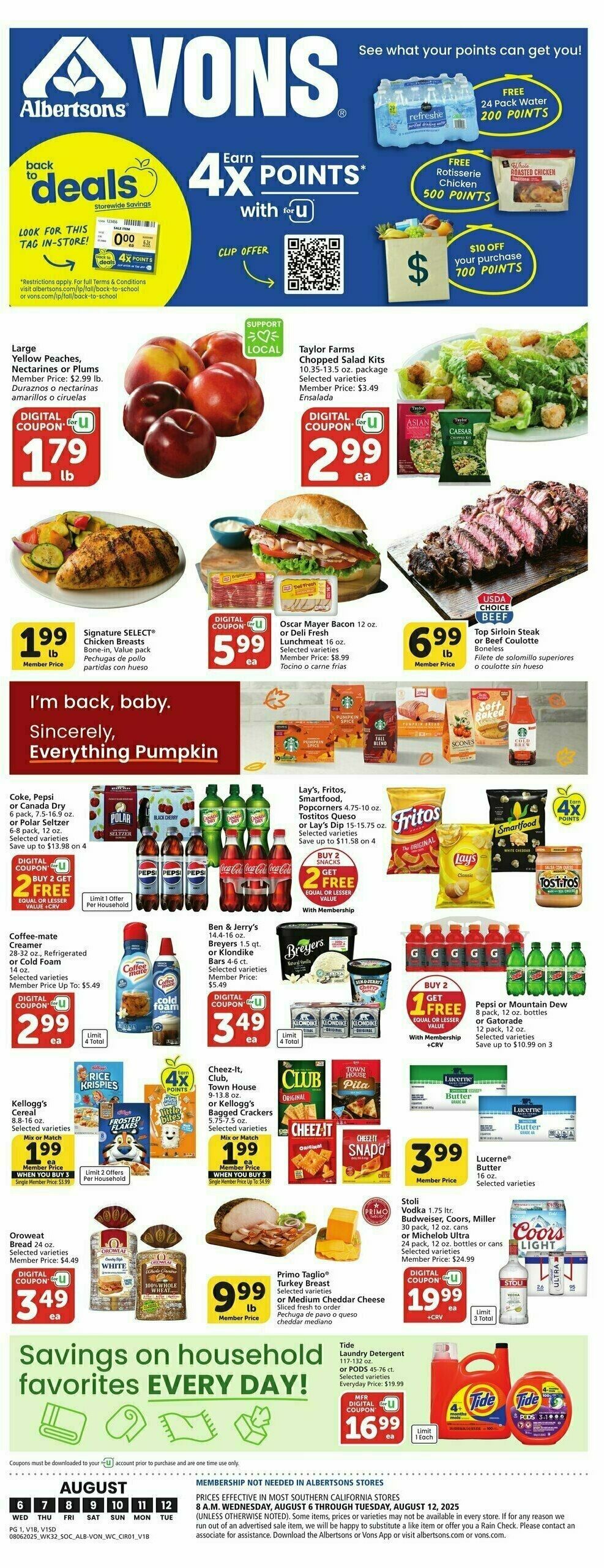 Vons Weekly Ad from August 6