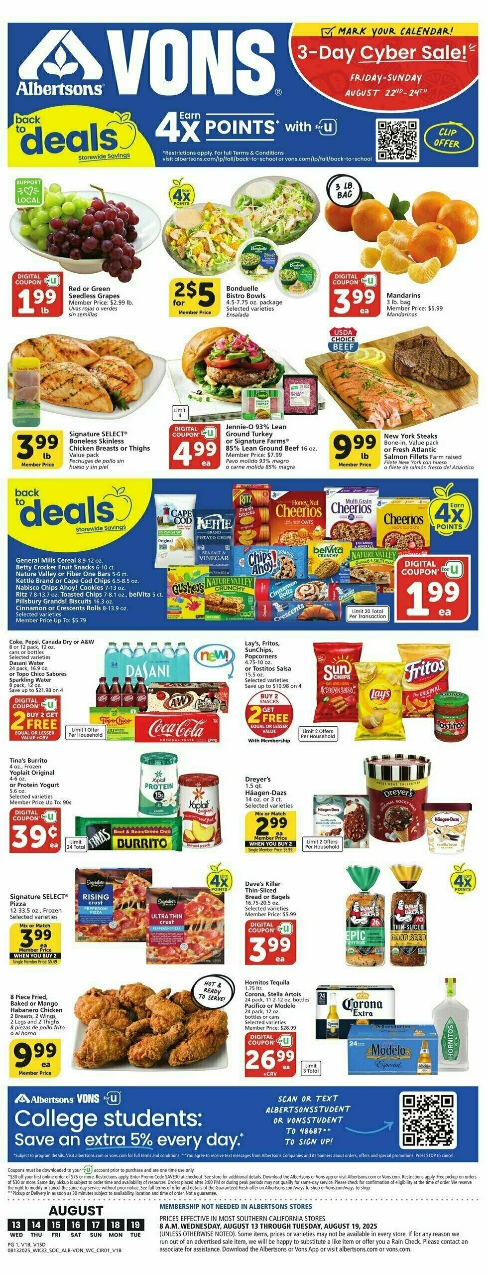 Vons Weekly Ad from August 13