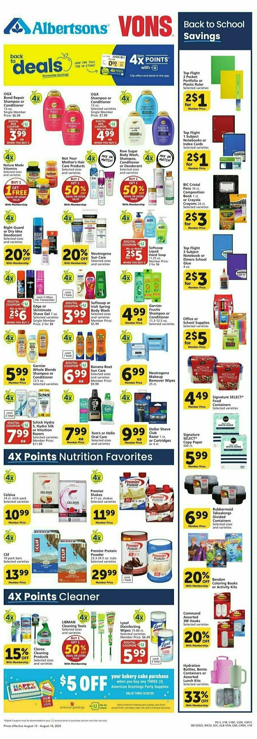 Vons Weekly Ad from August 13