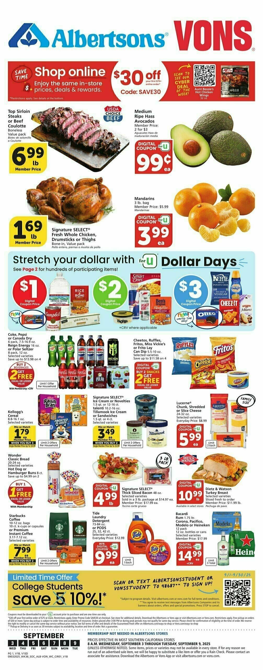 Vons Weekly Ad from September 3