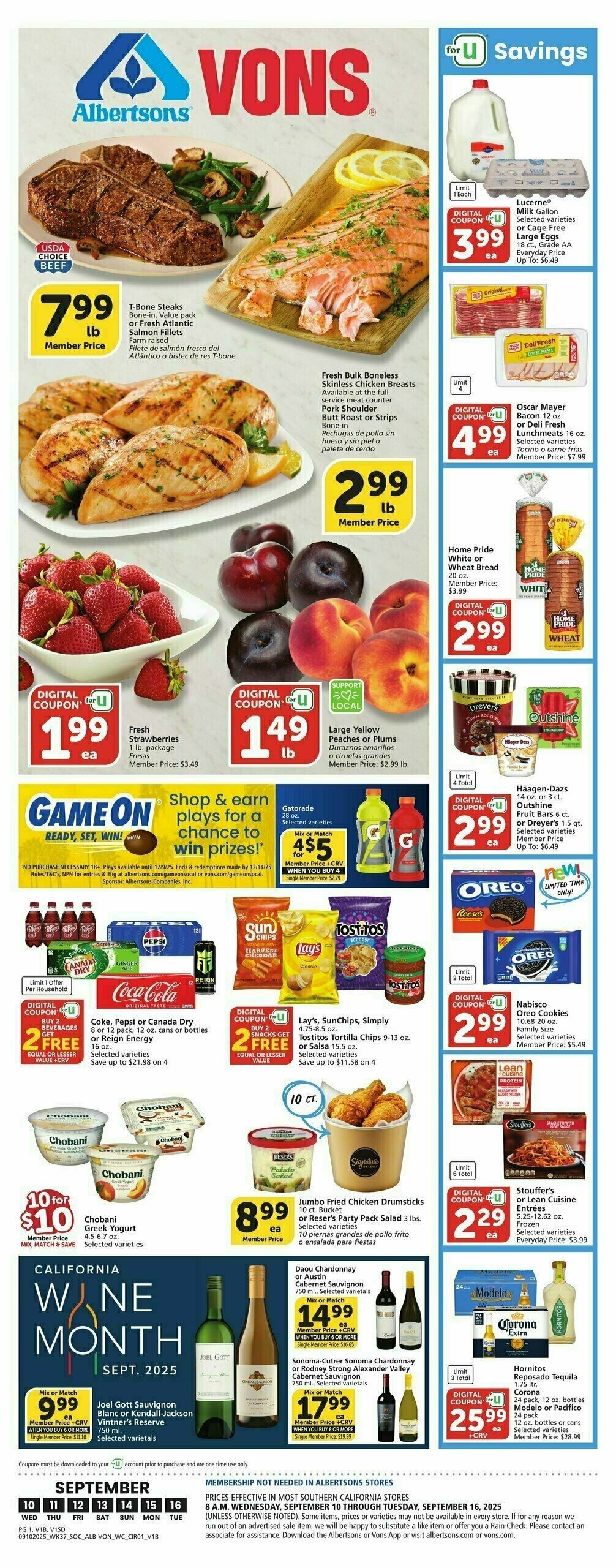 Vons Weekly Ad from September 10