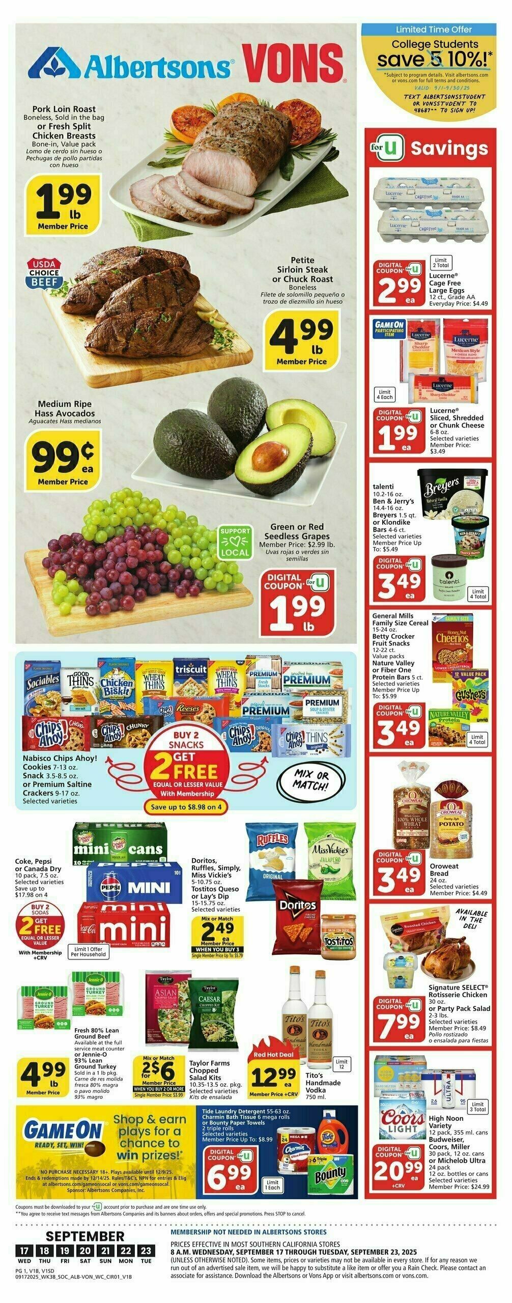 Vons Weekly Ad from September 17