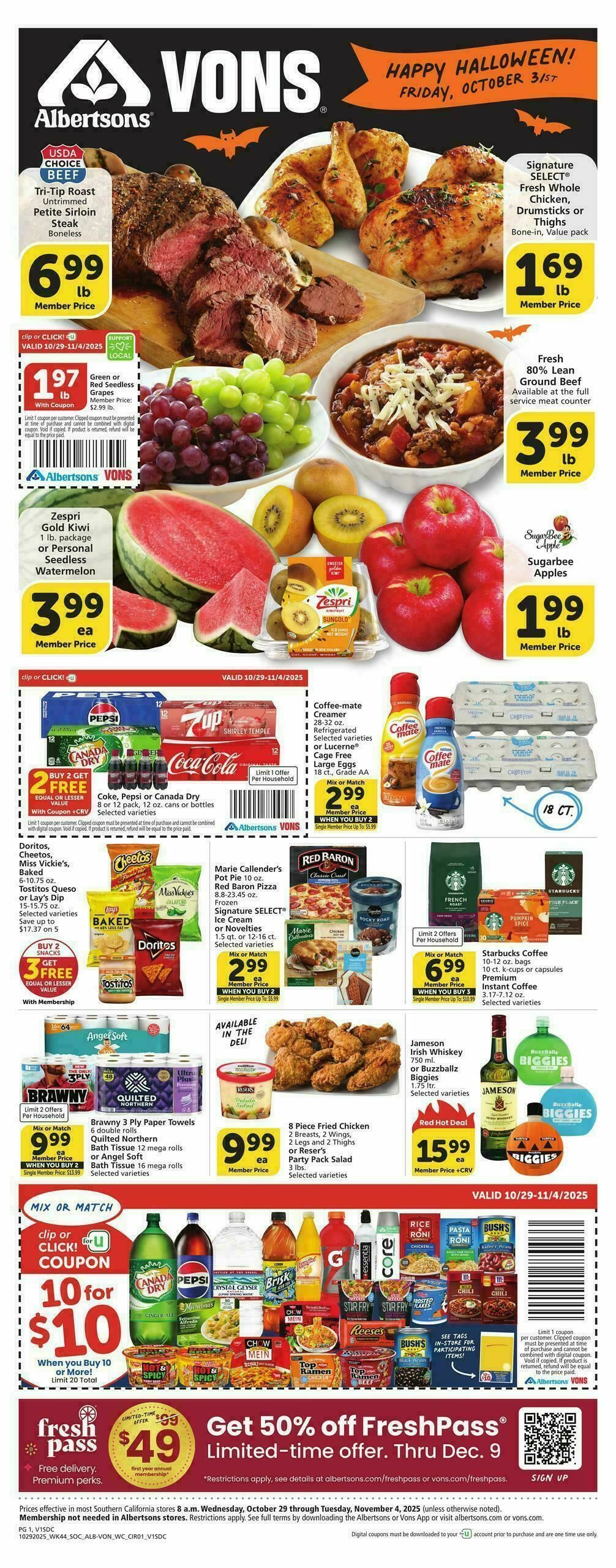 Vons Weekly Ad from October 29