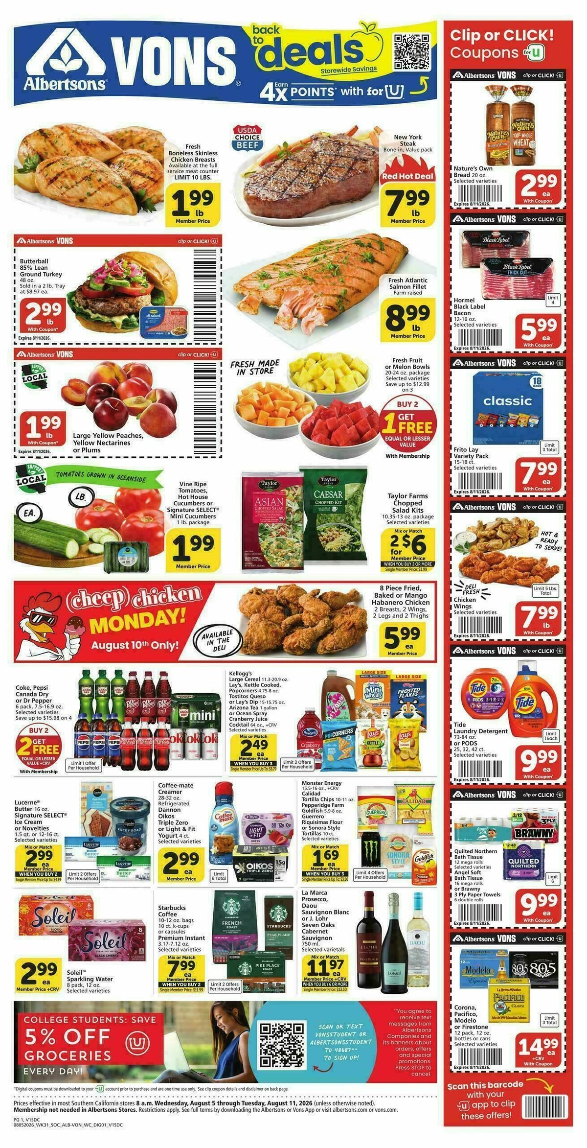 Vons Weekly Ad from August 5
