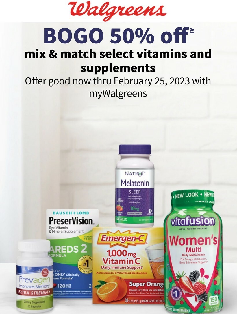 Walgreens Vitamins and Supplements Weekly Ad from February 17
