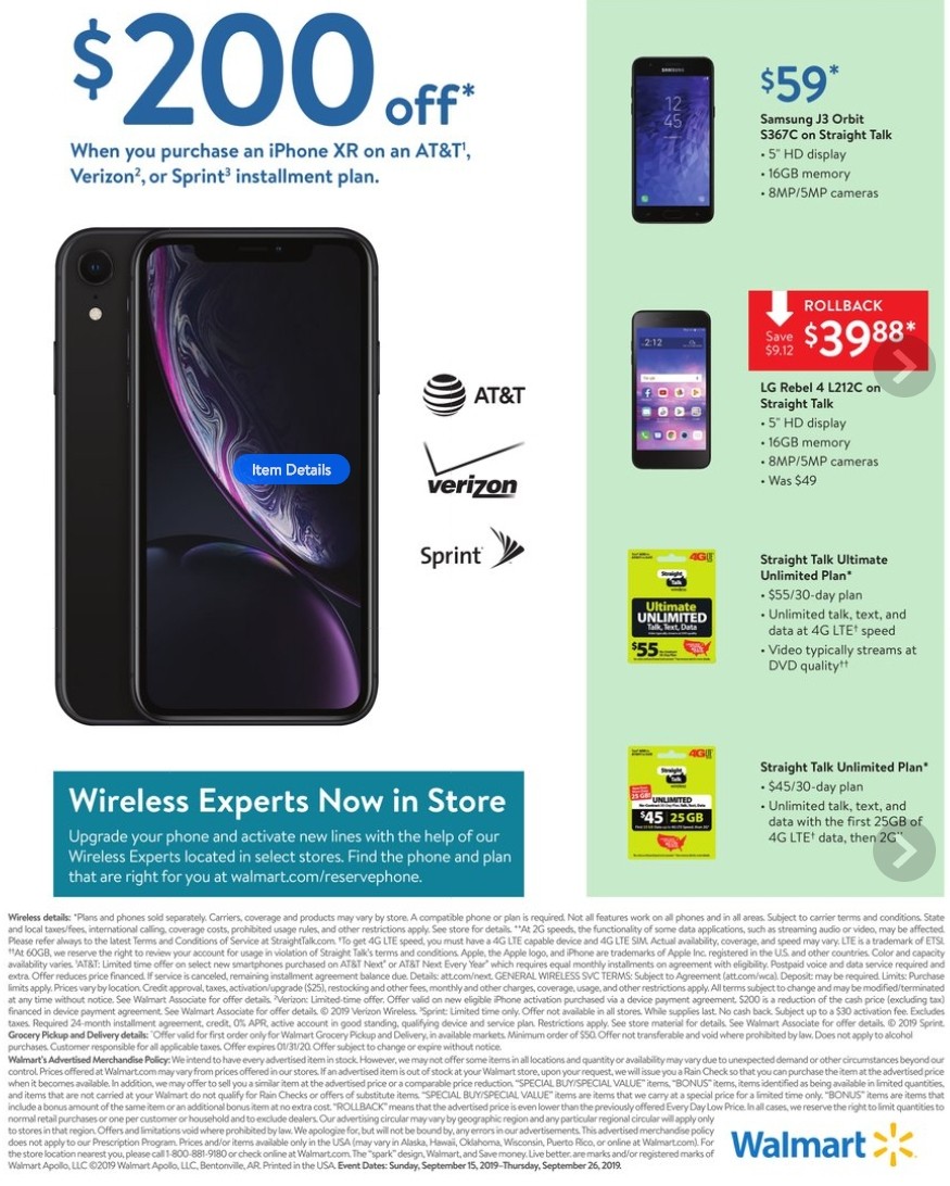 Walmart Weekly Ad from September 15
